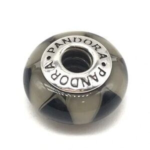 Pandora Retired Black & Gray Captivating Murano Glass Bead Charm